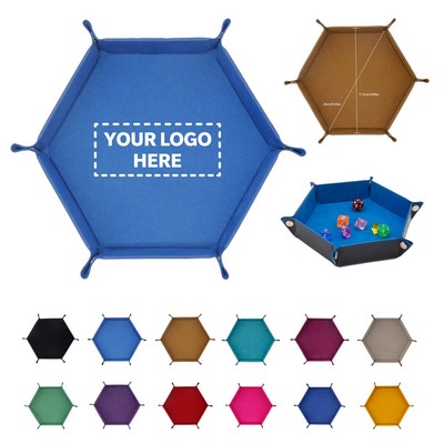 Hexagon PU Leather Collapsible Valet Tray