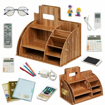 Wooden Desk Organizer With Multiple Compartments
